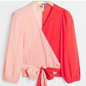 Farm Rio color blocked tie blouse